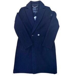 J.Crew Italian Boiled Wool Coat Black Size 0 Double Breasted NWOT